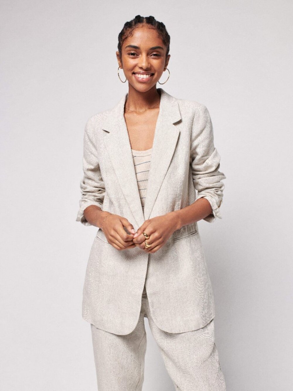 Faherty Washed Linen Blazer in Flax